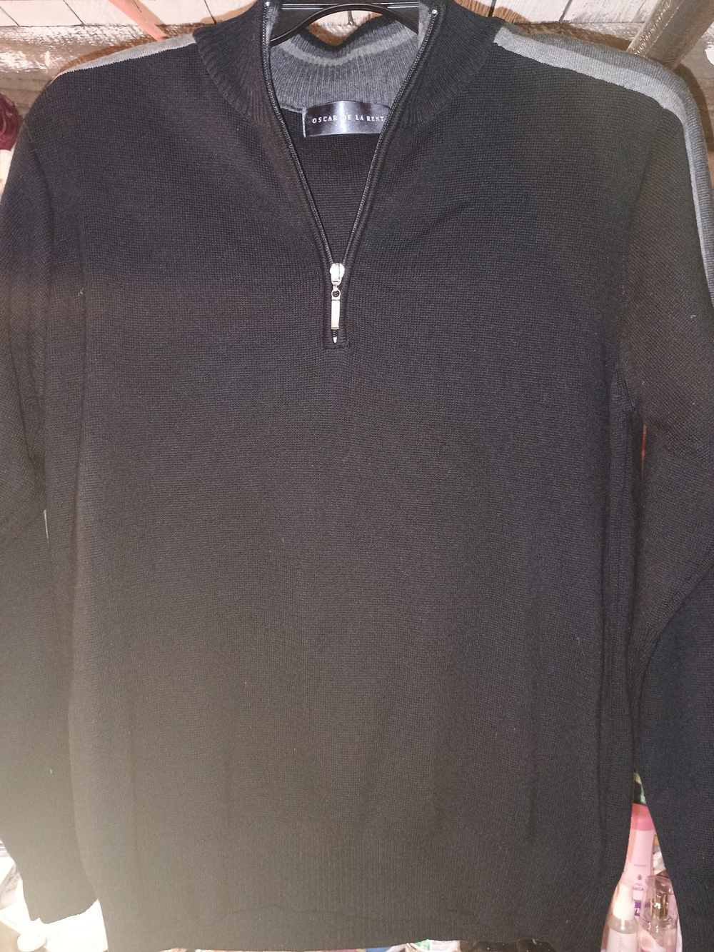Oscar de la Renta Men’s Black Half-Zip Sweater